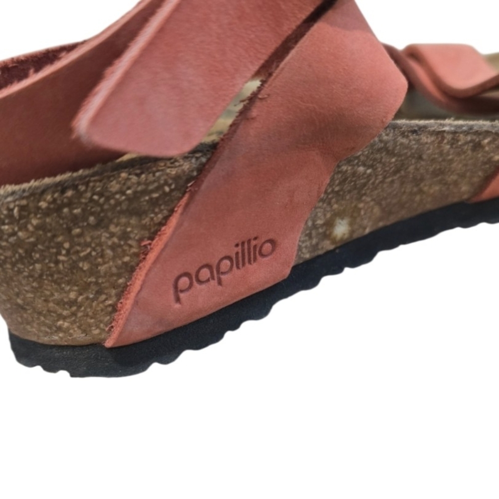 Papillio By Birkenstock Womens Size L7 M5 EU 38 Lola Coral Nubuck Wedge Sandals - Picture 2 of 5